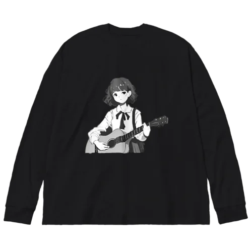 ギターを弾く女の子 ビッグシルエットロングスリーブTシャツ