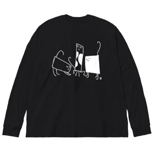 板ねこ白 ビッグシルエットロングスリーブTシャツ