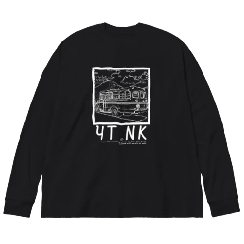 ゆたねこ　ボンネットバス　白抜き Big Long Sleeve T-Shirt