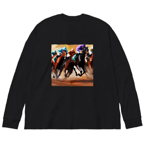 馬たちの力強さと競争心 Big Long Sleeve T-Shirt