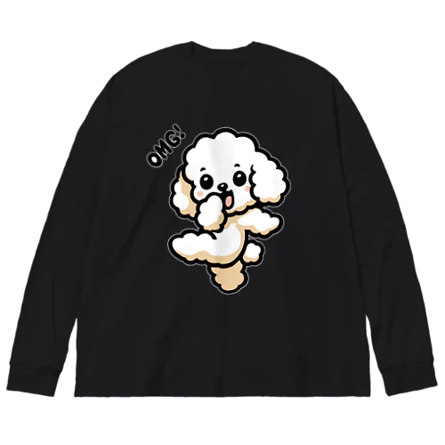 OMG DOG オーマイガ！トイプードルのぷぷる (ダークカラー) ビッグシルエットロングスリーブTシャツ