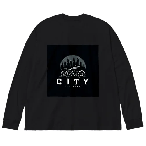 都市とバイクのダークロゴデザイン Big Long Sleeve T-Shirt