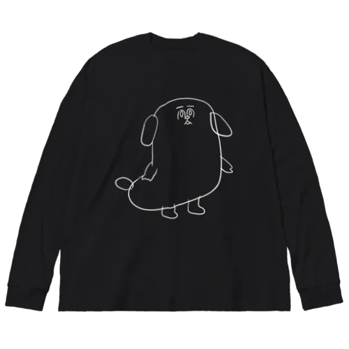 もじゃまる茫然　白 Big Long Sleeve T-Shirt