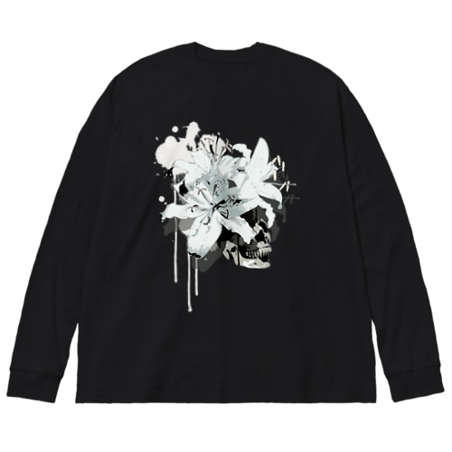 Lily Skull [White] Big Long Sleeve T-Shirt