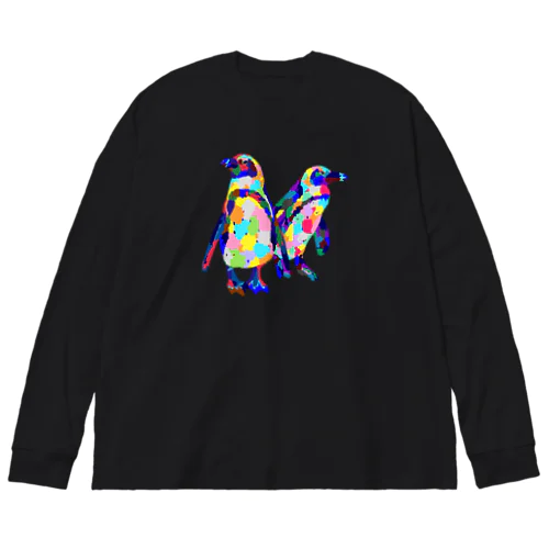 カラフルなペンギン ビッグシルエットロングスリーブTシャツ