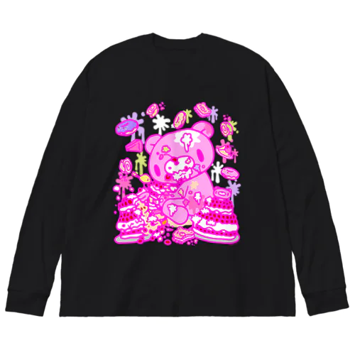 【各10点限定】いたずらぐまのグル〜ミ〜(8/special2/pink×blackback) ビッグシルエットロングスリーブTシャツ