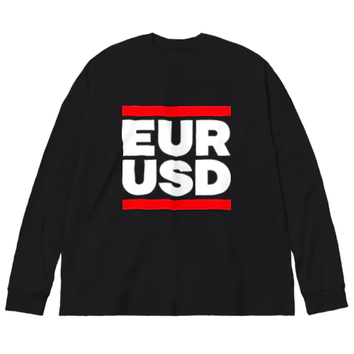 ユロドル ユーロドル EURUSD FX 為替 両替 　白字白　フォント  トレーダー　トレード　投資家 Big Long Sleeve T-Shirt