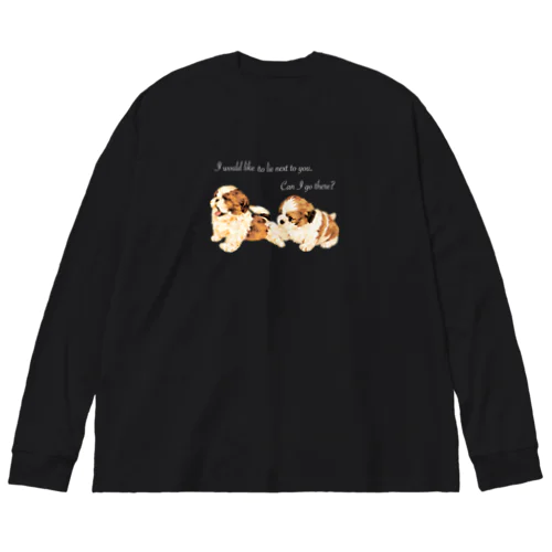 puppy Shih Tzu 🐶 文字White ver. ビッグシルエットロングスリーブTシャツ