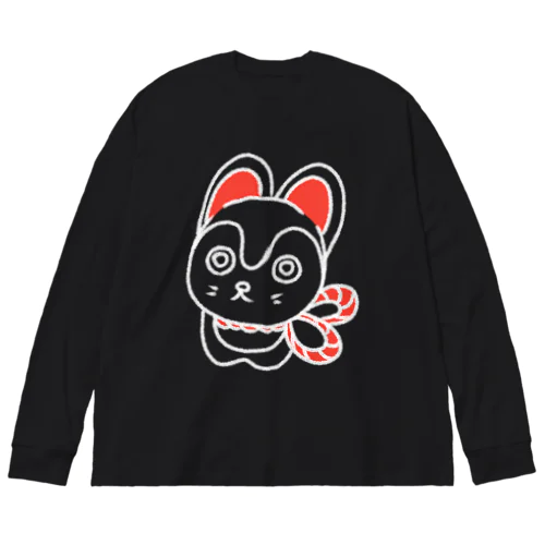 福犬ちゃん　白 ビッグシルエットロングスリーブTシャツ