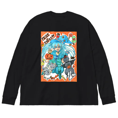 ⋆⸜🍭trick or treat🍬⸝⋆魔法少女miku with 使い魔にゃんズ Big Long Sleeve T-Shirt