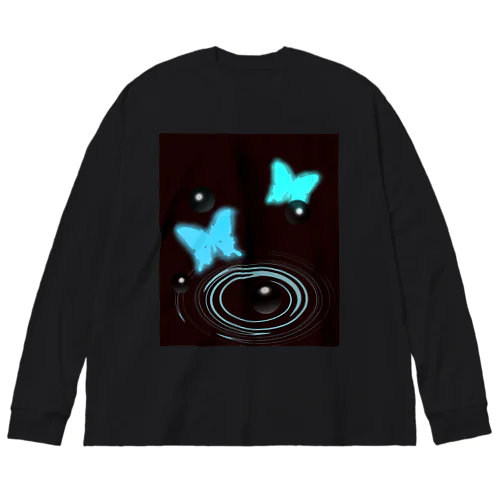 水の波紋と蝶 Big Long Sleeve T-Shirt