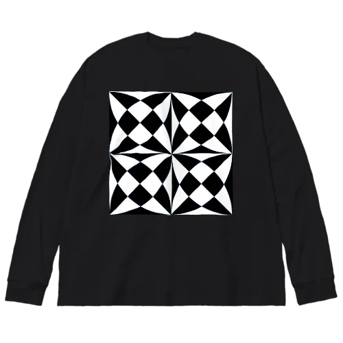 ブラック×ホワイト Big Long Sleeve T-Shirt