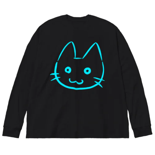 水色猫 Big Long Sleeve T-Shirt