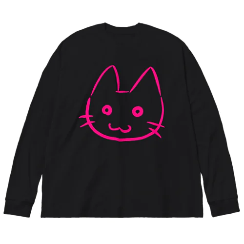 ピンク猫 ビッグシルエットロングスリーブTシャツ