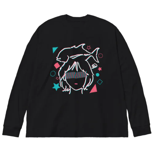 釣りガール_イラストホワイト Big Long Sleeve T-Shirt