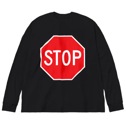 STOP-ストップ アメリカの一時停止標識ロゴ Big Long Sleeve T-Shirt