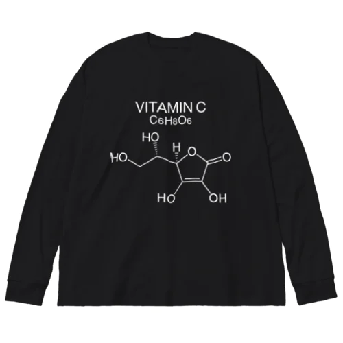 VITAMIN C C6H8O6-ビタミンC-白ロゴTシャツ ビッグシルエットロングスリーブTシャツ