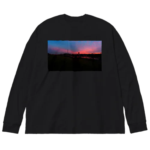 青い空と　夕焼けと　暗闇 Big Long Sleeve T-Shirt