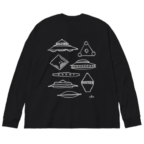 UFOだ！（改）ホワイト ビッグシルエットロングスリーブTシャツ