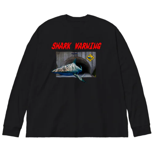 サメに注意 ビッグシルエットロングスリーブTシャツ