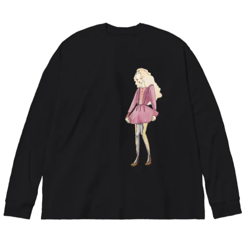 ファッションデザイン画イラスト 「パープルの女の子」 Big Long Sleeve T-Shirt