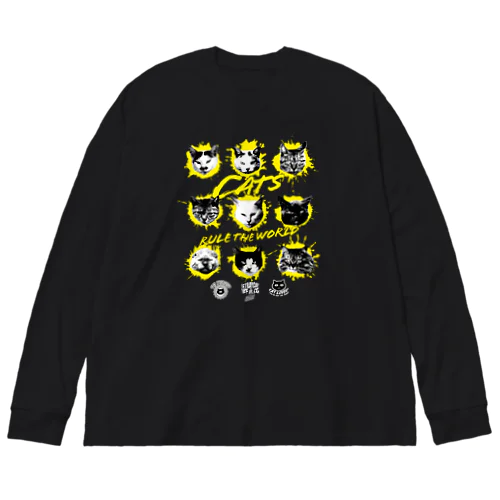 猫が世界を支配する9FACES（黄） Big Long Sleeve T-Shirt