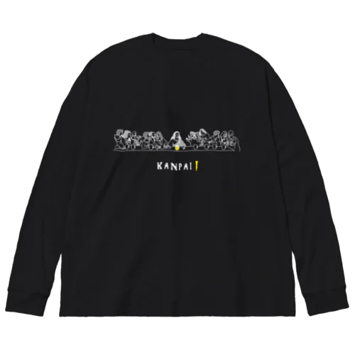 名画 × BEER（最後の晩餐）白線画 Big Long Sleeve T-Shirt