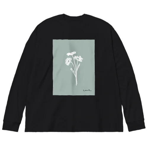 lace Flower *gray green  ビッグシルエットロングスリーブTシャツ