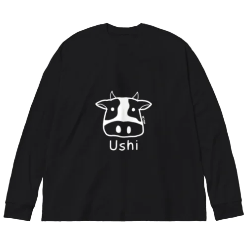 Ushi (牛) 白デザイン Big Long Sleeve T-Shirt