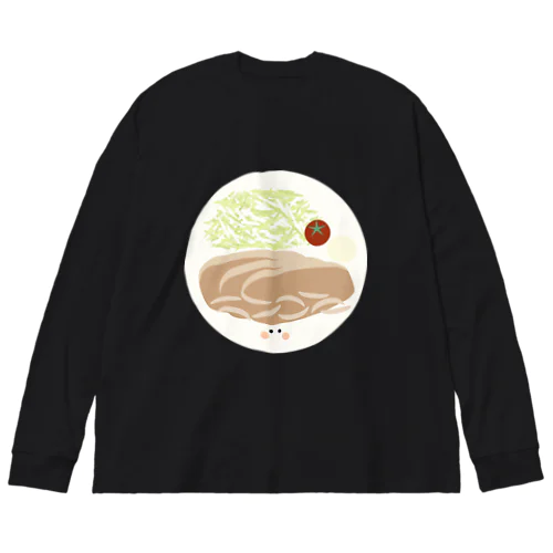 豚の生姜焼きちゃん ビッグシルエットロングスリーブTシャツ