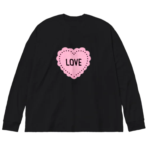 Love ♡ ラブ ハート ピンク ビッグシルエットロングスリーブTシャツ