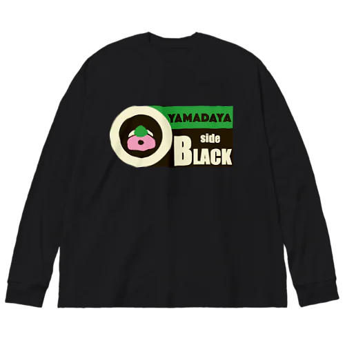 境逸品鶏そば山田屋　デフォルメ鶏そば黒　side BLACK ビッグシルエットロングスリーブTシャツ