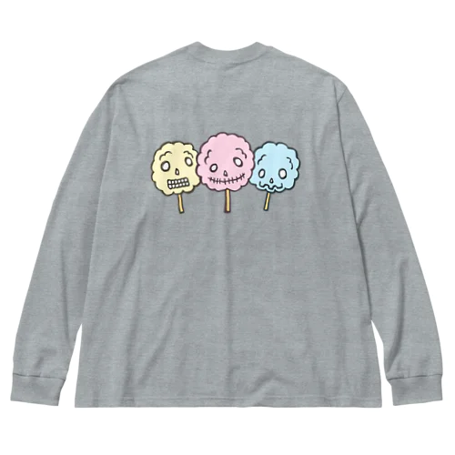 【バックプリント】ドクロ風味な綿菓子 ビッグシルエットロングスリーブTシャツ