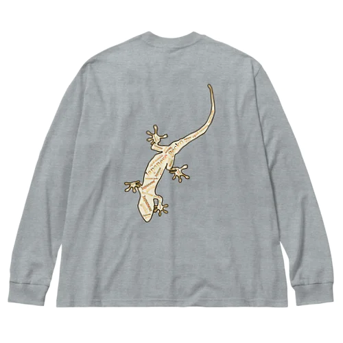 Japanese gecko(ニホンヤモリ)　英語デザイン ビッグシルエットロングスリーブTシャツ
