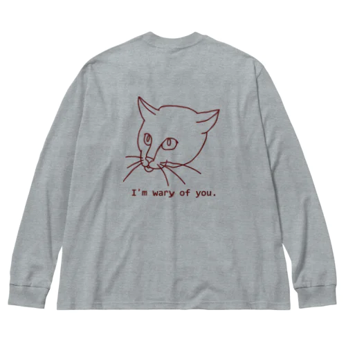 警戒中の猫 ビッグシルエットロングスリーブTシャツ