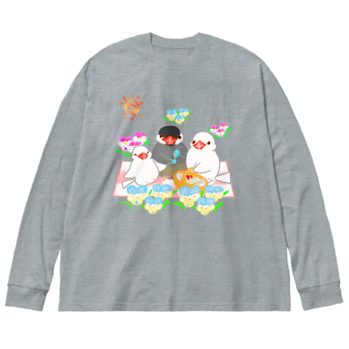 ピクニック文鳥ず ビッグシルエットロングスリーブTシャツ