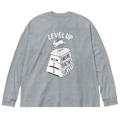 LEVEL UP FTS しろいロゴ ビッグシルエットロングスリーブTシャツ