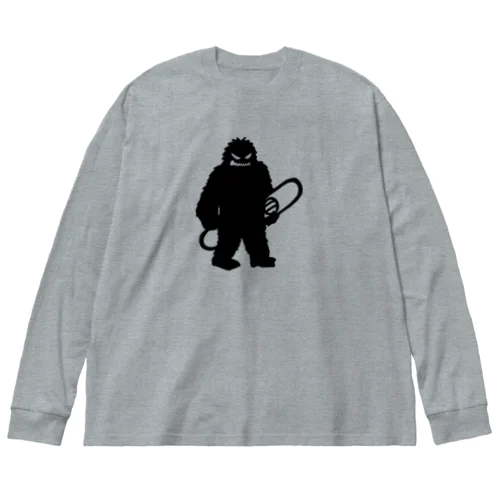 スノーボードを抱えるイエティ ブラック Big Long Sleeve T-Shirt