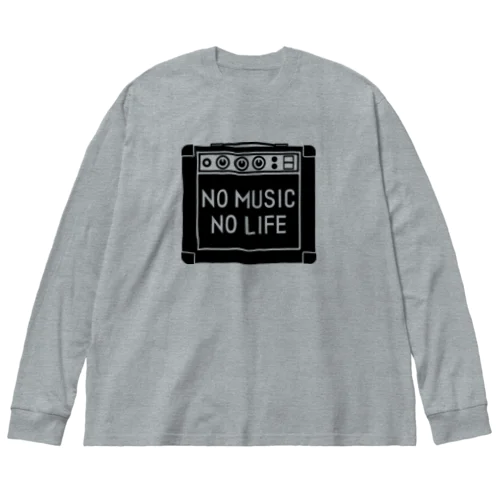ノーミュージックノーライフ アンプデザイン ブラック Big Long Sleeve T-Shirt