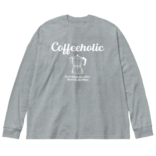 COFFEEHOLIC white logo 루즈핏 롱 슬리브 티셔츠