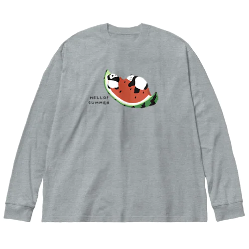 ゆらゆらスイカとすやすやパンダたち Big Long Sleeve T-Shirt