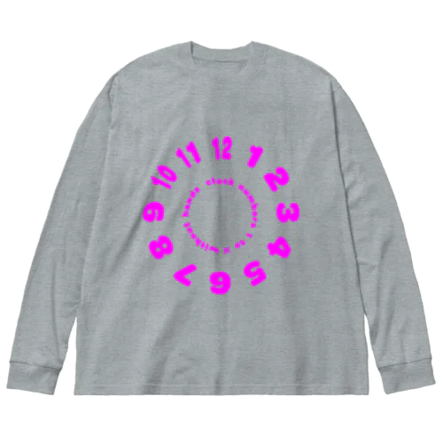 clock numbers 1 to 12 without hands【Tshirt】【Design Color : Pink】【Design Print : Front】 ビッグシルエットロングスリーブTシャツ