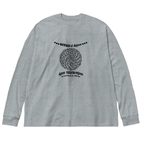 【Agave victoriae-reginae Classic】前面・黒柄 ビッグシルエットロングスリーブTシャツ