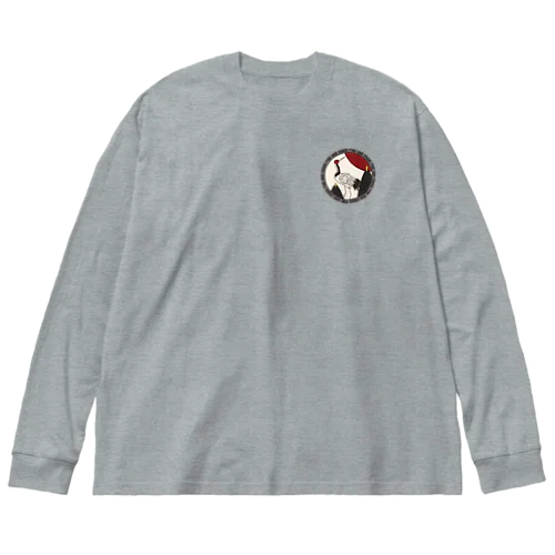 Hanafuda January Design "Pine and Crane" 一月の花札「松に鶴」 Big Long Sleeve T-Shirt