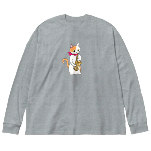 サクソフォンを吹く猫 루즈핏 롱 슬리브 티셔츠