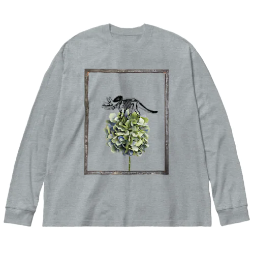 トリケラトプス骨格と紫陽花 Big Long Sleeve T-Shirt