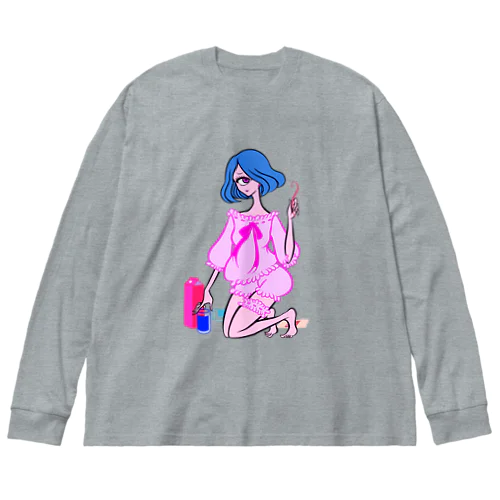 リモート飲み会単眼ちゃん Big Long Sleeve T-Shirt