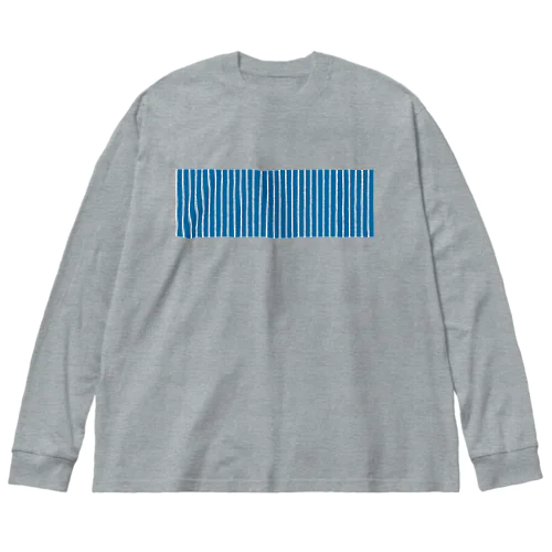 青と白の縦縞 Big Long Sleeve T-Shirt