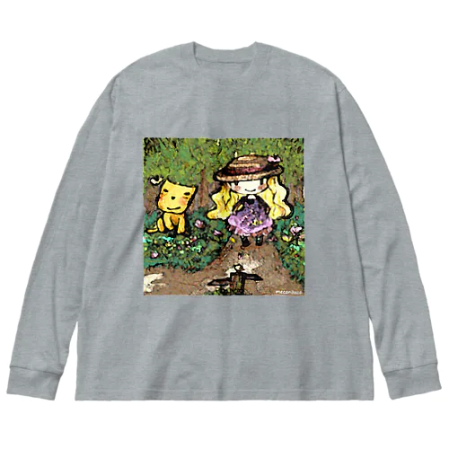 mecanbaco.『森とネコと少女』 Big Long Sleeve T-Shirt