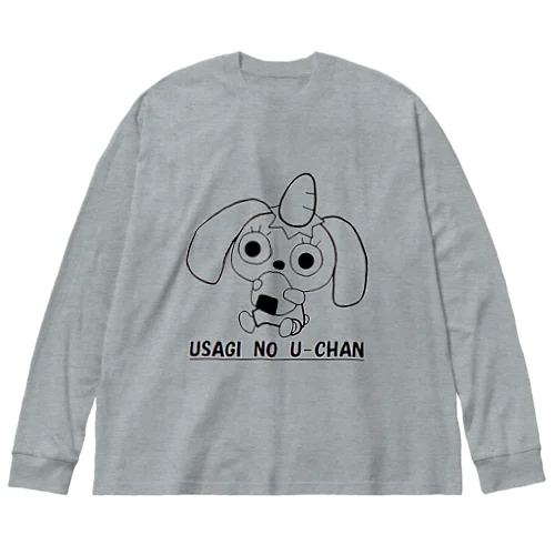 うさぎのうーちゃん(白黒おにぎり) ビッグシルエットロングスリーブTシャツ